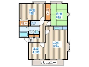 サンビレッジ南富ケ丘Ｄ棟の物件間取画像